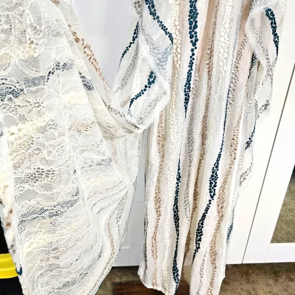 BCBGMAXAZRIA NWT Lilian Dress Sz 6 Ivory, silver, gold, teal Prom, Formal - Picture 13 of 16